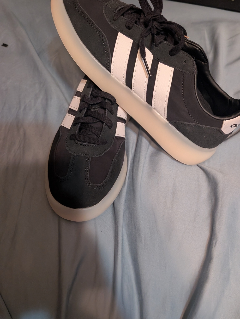 Women's Black Adidas Sneakers with White Stripes - Classic Casual Trainer